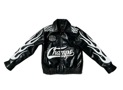 FAST + LIFE Leather Jacket with Zipper | Champs x Fire